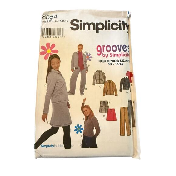 Simplicity 8854 Size 11/12-15/16 Sewing Pattern UNCUT Jr Grooves Pants Knit Tops - Picture 1 of 4